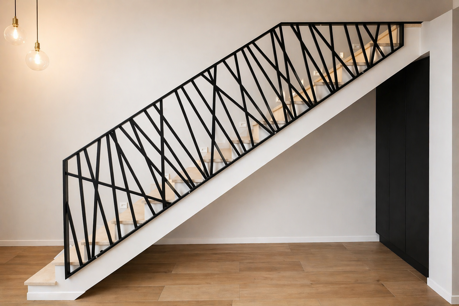 Ringhiera scala geometrica in ferro nero